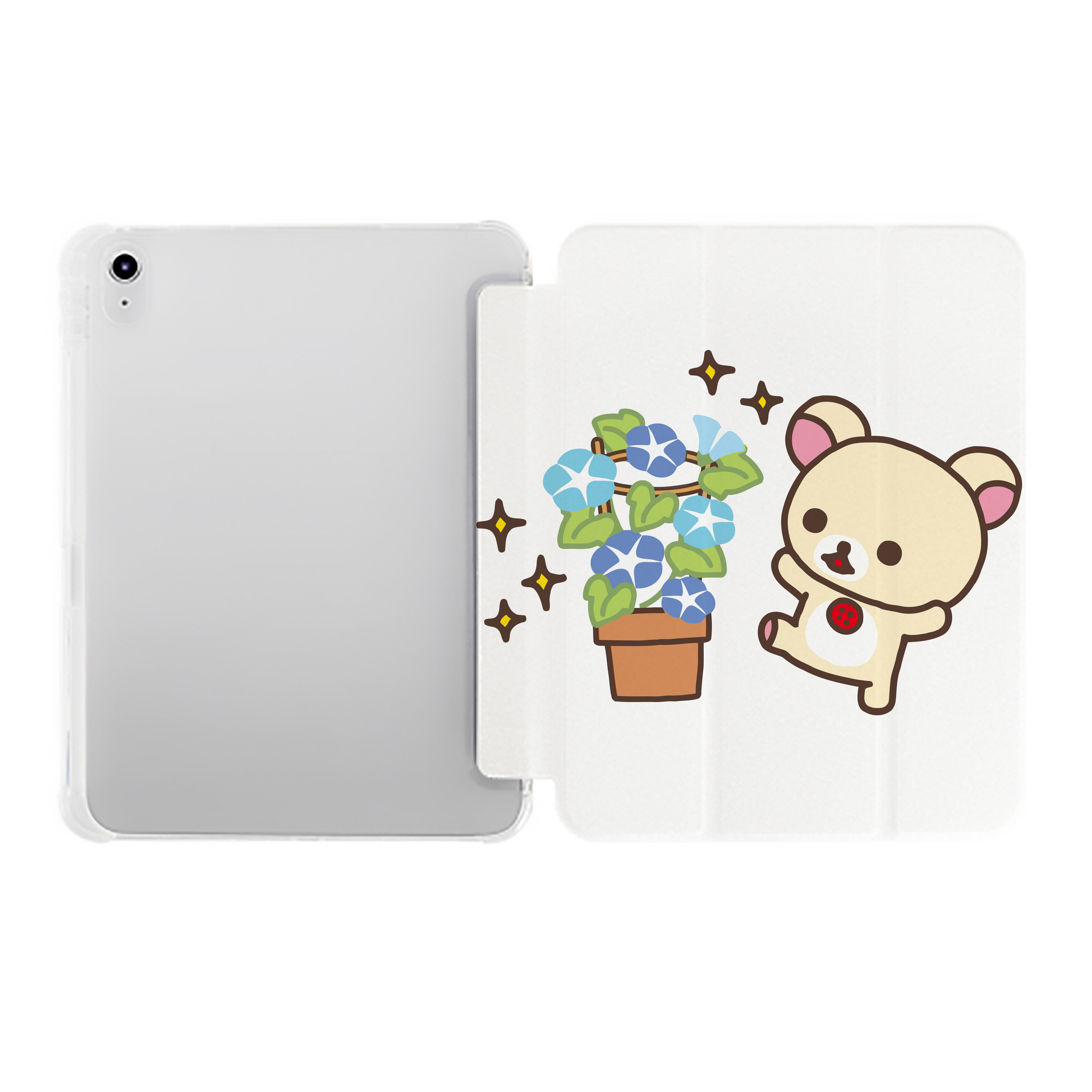 （画像用） リラックマ リラックマ キイロイトリ Rilakkuma Korilakkuma Kiiroitori IPad ケース ペン収納付き 三つ折りスタンド PUレザー×シリコン 対応機種9.5/10.5/10.9インチ